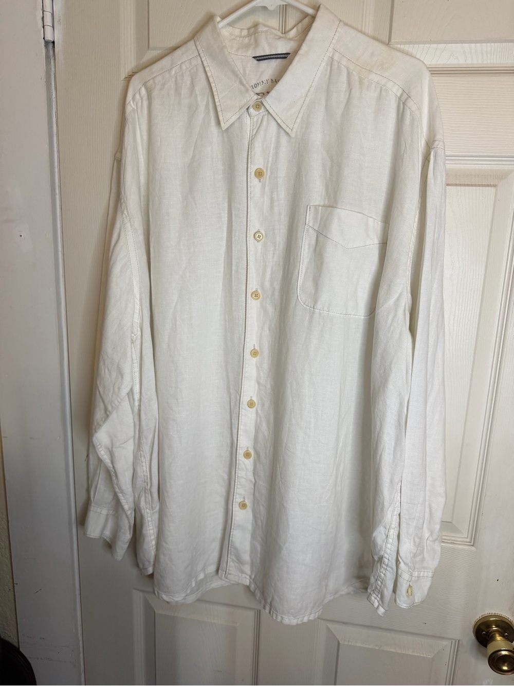 Tommy Bahama Cream Linen Long-Sleeve Button-Down Shirt 2XB